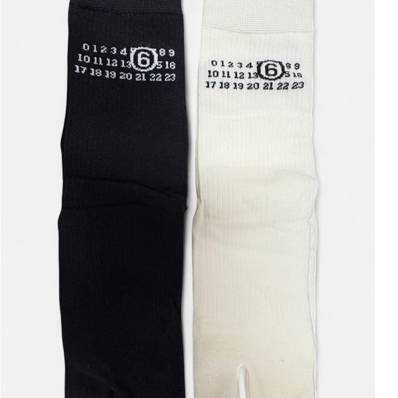 MM6 Maison Martin Margiela Accessories - Black and White(Cream) Tabi Socks (BOTH PAIRS)